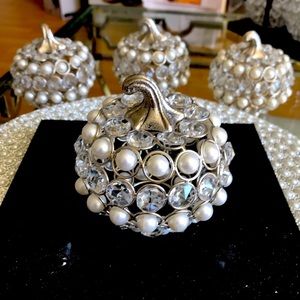 Rachel Zoe Pearl/Crystal Decorative Pumpkin Set